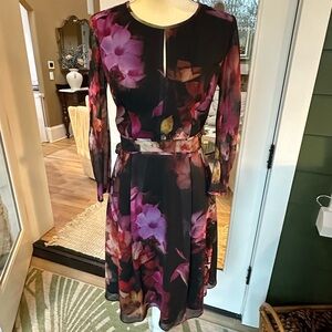 Ted Baker Floral Black and Purple Dress